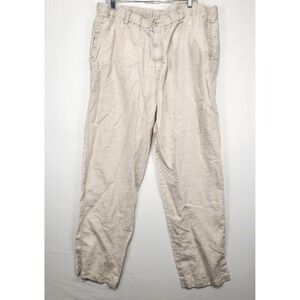 Tommy Bahama Relax Women's Wide Leg Casual Beige Linen Pants Size XXL